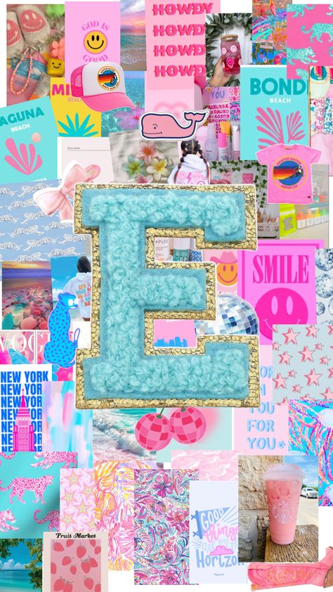 Preppy Letter Wallpaper, Preppy Letters, E Wallpaper, Letter Wallpaper, Cool Backgrounds For Iphone, Preppy Wallpaper, Letter E, Blue And Pink, Pink