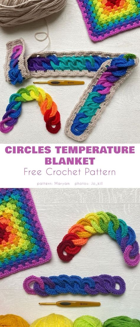 Intriguing Interlocking Free Crochet Patterns Crochet Tie Dye, Crochet Interlocking Rings, Crochet With Multi Colored Yarn, Crochet Rings Patterns Free, Crochet Circle Blanket, Crochet Mood Blanket, Temp Blanket, Crochet Patterns Blanket, Crochet Ring Patterns