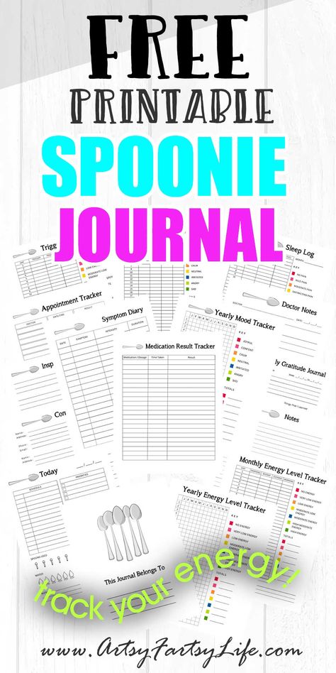 Free Printable Spoonie Planner Chronic Illness Journal Ideas, Spoonie Life Hacks, Spoonie Journal, Weekly Dinner Planner Printable Free, Medical Hacks, Symptom Journal, Medical Printables, Medical Binder Printables, Binder Printables Free