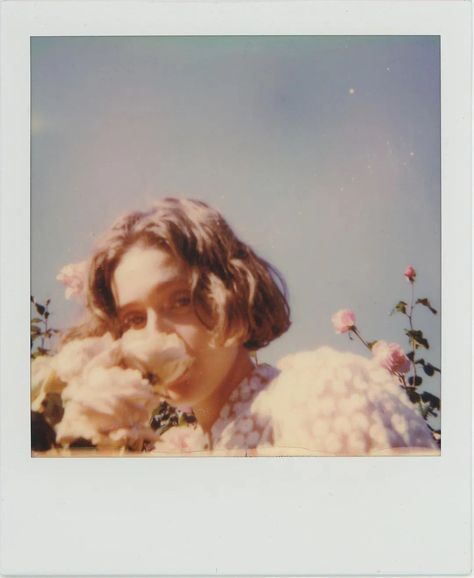 Polaroid Portrait Photography, Polaroid Photoshoot, Polaroid Portrait, Pink Film, Polaroid Photography, Instant Photography, Pink Photography, Flower Photoshoot, 35mm Photography