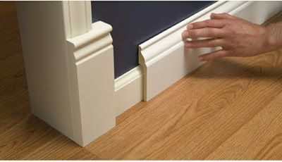 Install Wide Baseboard Molding Over Existing Narrow Baseboard Baseboard Styles, Chair Rail Molding, Baseboard Trim, Baseboard Molding, Base Moulding, Foyer Decorating, Home Upgrades, Wood Trim, Home Repairs