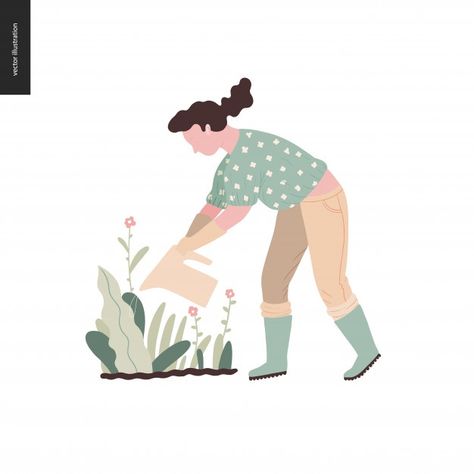 Woman summer gardening - flat vector con... | Premium Vector #Freepik #vector #flower #people #water #hand Flower People, Summer Gardening, Concept Illustration, Flat Vector, Water Plants, Free Vector Art, Summer Garden, Young Woman, Premium Vector