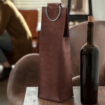 Leather Wine Tote, Beer Carrier, Wine Bottle Gift Bag, Wine Bottle Carrier, Home Bar Accessories, Wine Carrier, Wine Gift Bag, Chestnut Color, Bottle Carrier