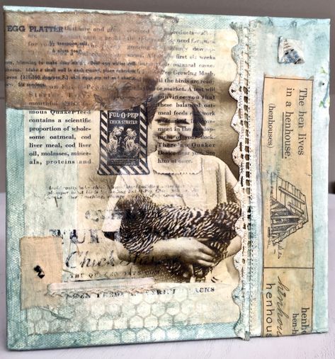 Collage With Old Photos, Altered Photographs Mixed Media, Old Photos Collage, 1970 House, Holding A Chicken, Collage Tips, Shawn Petite, Collage Portraits, Assemblage Art Mixed Media