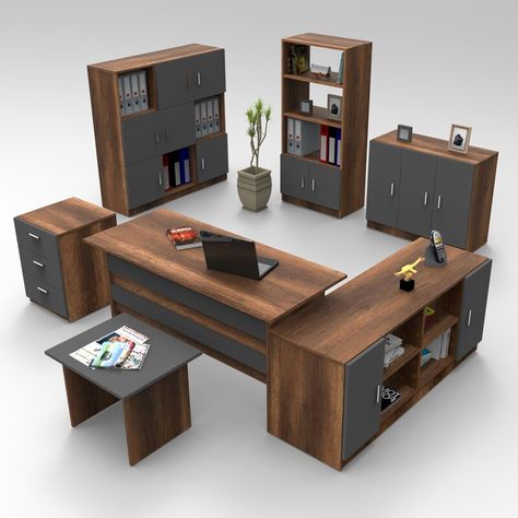 Ebern Designs Moshup 7-Piece Desk Office Suite | Wayfair.co.uk Wooden Desks, Furniture Sets Design, Executive Table, Small Office Design Interior, Lawyer Office, Small Office Design, Office Table Design, Executive Office Desk, Home Office Furniture Sets