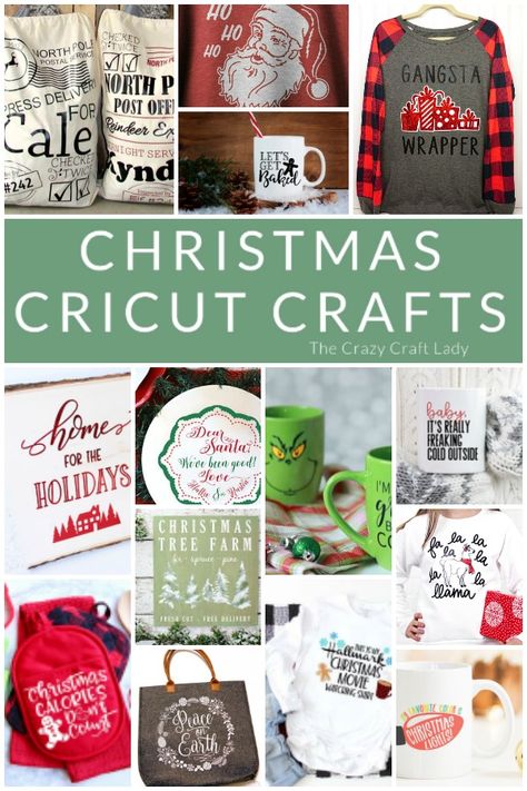 From holiday mugs and funny shirts, to cookie plates and home decor, get your craft on and make a Cricut Christmas project. Christmas Cricut Crafts, Holiday Mugs, Cricut Christmas Ideas, Christmas Cricut, Projets Cricut, Cricut Christmas, Christmas Cut Files, Wine Bottle Diy Crafts, Navidad Diy