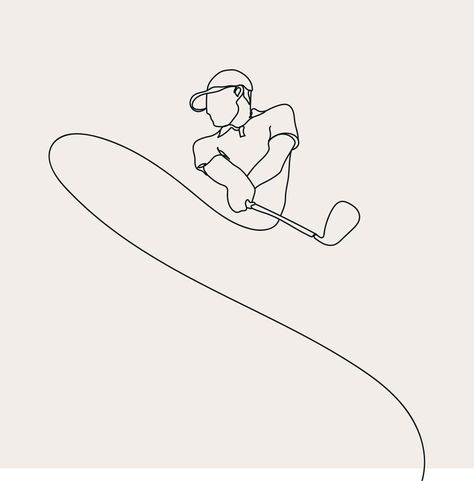 Minimalist Golf line art, Extreme Sport, Golfer Athlete, Simple Sketch, Outline Drawing, Vector Illustration, Black Lines Golfing Golf Drawing Sketches, Golf Line Drawing, Golf Drawing Art, Simple Golf Tattoo, Golf Tattoos For Men, Golf Line Art, Golf Drawing Easy, Athletic Drawing, Golf Doodles