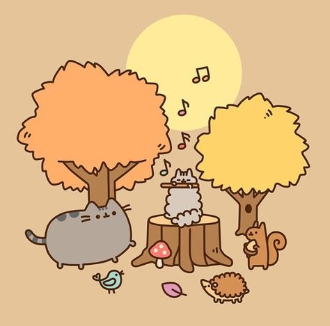 Un concierto en el bosque Pusheen Family, Pusheen Aesthetic, Aesthetic Orange Wallpaper, Pusheen Wallpaper, Pusheen Stormy, Pusheen Love, Pusheen Cute, Aesthetic Orange, Simons Cat