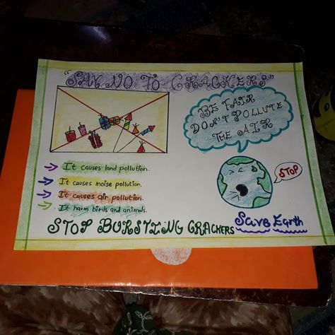 Diwali Slogans, Say No To Crackers, Aari Design, 50 Words, Air Pollution, Book Art Drawings, Crackers, Diwali, Book Art