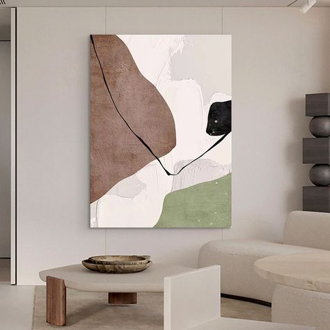 Painting Room Decor, Painting Black And White, White Abstract Painting, Painting Room, Green Painting, Wall Art Green, Wabi Sabi Wall Art, Green Paintings, Abstract Painting On Canvas