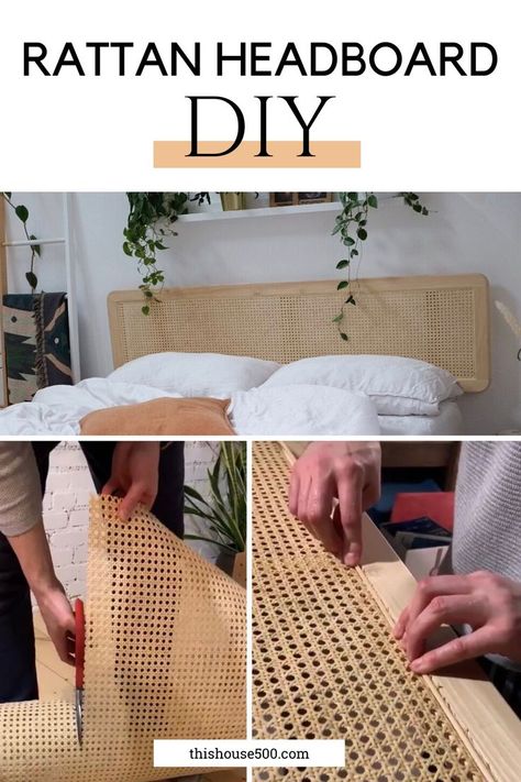 Diy Rattan Headboard, Styling Beds, Cane Headboard, Diy Bed Headboard, Diy Rattan, Boho Bedroom Diy, Boho Headboard, Headboard Diy, Boho Bedroom Colorful