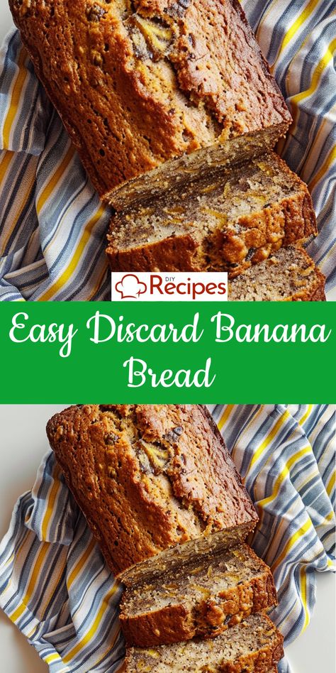 This easy discard banana bread recipe is perfect for using up your sourdough discard. Try it now! Discard Sour Dough Banana Bread, Sourdough Discard Banana Bread Recipe, Banana Bread Discard Recipe, Banana Bread With Sourdough Discard, Sourdough Discard Recipes Banana Bread, Discard Sourdough Banana Bread, Sourdough Discard Banana Bread Muffins, Banana Sourdough Recipes, Banana Bread Sourdough Discard