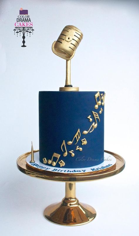 Music themed cake. When you love music or when you are a singer what cake design would you like .. here I have designed a simple yet elegant music themed cake. One more surprise cake for a father :) https://www.facebook.com/ColorDramaCakes Karaoke Birthday Cake, Karaoke Cake, Music Notes Cake, Music Birthday Cakes, Bolo Musical, Music Themed Cakes, Piano Cakes, Music Birthday Party, Music Cakes