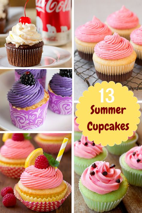 13 Summer Cupcakes - find the perfect summer cupcake recipe for your summer entertaining. Summer Cupcake, Deco Cupcake, Savory Cakes, Summer Cupcakes, Summer Baking, Cupcake Flavors, Cupcake Recipe, Wedding Dessert, Oreo Dessert