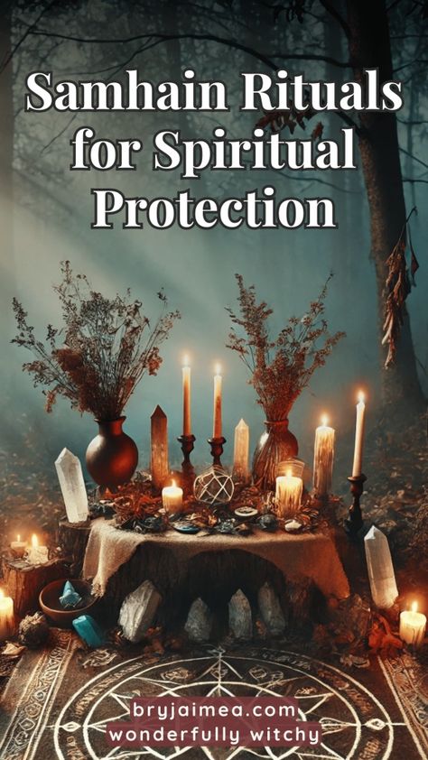 As the veil thins at Samhain, spiritual protection becomes essential. This article shares Samhain rituals for cleansing, grounding, and creating protective wards. Learn how to use candles, crystals, and symbols to safeguard your energy during this sacred time, ensuring you're spiritually safe while connecting with the season’s powerful energy. Protection Ritual Witchcraft, Samhain Ceremony, Samhain Ritual Witchcraft, Samhain Protection, Samhain Magick, Hygge Witch, Samhain Spells, Samhain Ideas, Planetary Magick