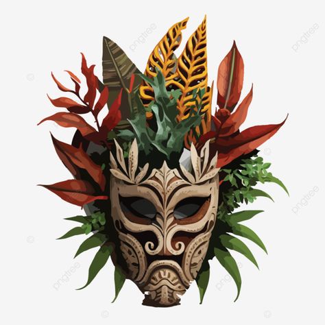 Plant With White Background, African Mask Drawing, African Tribe Art, African Masks Art, African Mask Plant, Tribe Mask, Africa Mask, Mask Project, Mask Drawing