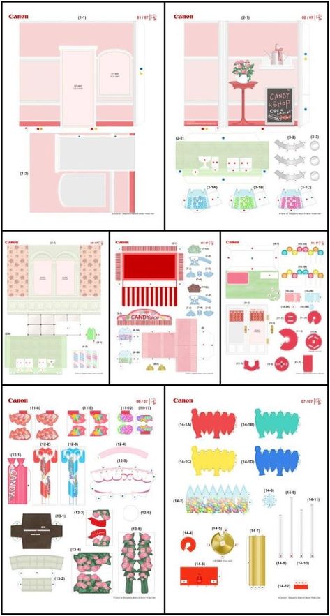 PAPERMAU: Miniature World Collection - The Candy Shop Paper Model Dioramaby Makino, Haruto And Hinako Goto Cardboard Puzzle, Paper Architecture, Miniature World, Creative Mom, Train Sets, Paper Printable, Witch House, Paper Model, Ice Cream Truck