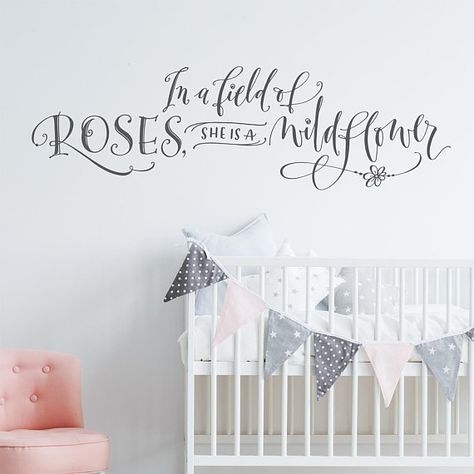 Hey, I found this really awesome Etsy listing at https://www.etsy.com/listing/586844498/girls-room-wall-decor-in-a-field-of Wall Decals Girls Room, Baby Nursery Decals, Childrens Wall Decals, She Is A Wildflower, Field Of Roses, Wildflower Wall, Girls Room Wall Decor, Inspirational Wall Decals