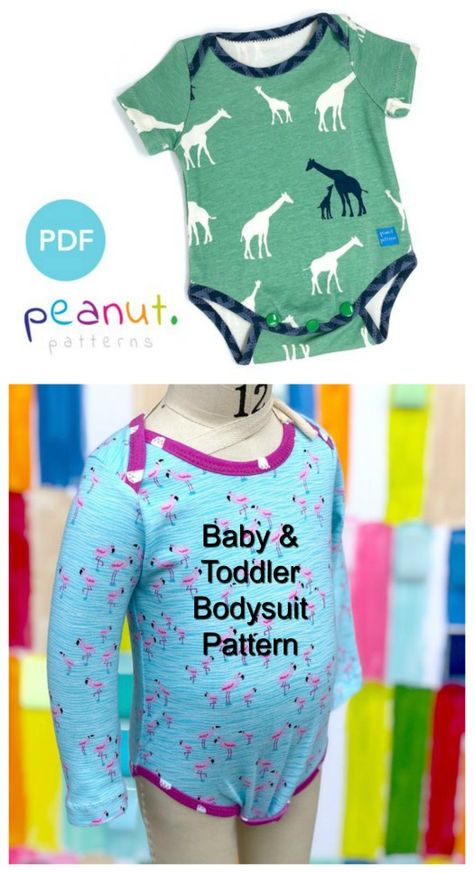 Onesie Pattern Free, Onesie Sewing Pattern, Bodysuit Sewing Pattern, Onesie Pattern, Projects For Toddlers, Toddler Sewing Patterns, Bodysuit Pattern, Kids Sewing Patterns, Tops Sewing