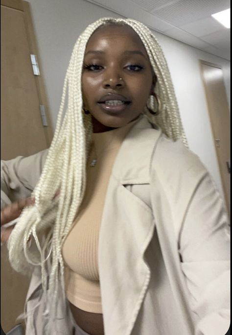 White Braids, Silver White Hair, Blonde Box Braids, Cute Box Braids, Big Box Braids Hairstyles, Girl Braided Hairstyles, Braids Ideas, Blonde Braids, Cute Box Braids Hairstyles