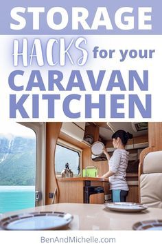 Caravan Storage Ideas Space Saving, Campervan Storage, Caravan Kitchen, Caravan Hacks, Caravan Life, Airstream Camping, Caravan Storage, Caravan Living, Interior Makeover