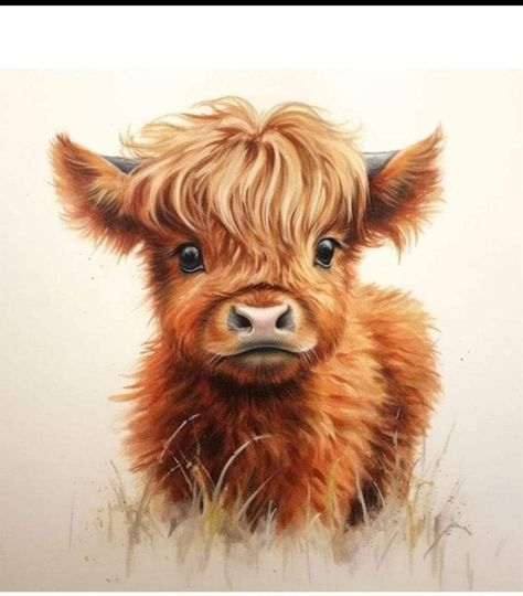 Highlander Cows Painting, Fluffy Cow Painting, Fluffy Cow Tattoo, Hyland Cow Baby Shower Theme, How To Draw A Highland Cow, Highland Cow Baby Shower Theme, Scottish Highland Cow Art, Highland Cow Drawing, Highland Cow Picture