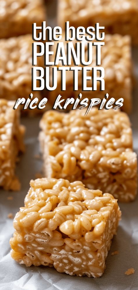 Peanut Butter Rice Krispies [15 Minutes] – Chasety Peanut Butter Rice Crispy Treats, Krolls Korner, Squares Recipes, Peanut Butter Rice Crispies, Crispy Treats Recipe, Peanut Butter Rice Krispie Treats, Rice Crispy Treats Recipe, Peanut Butter Rice Krispies, Candy Fudge