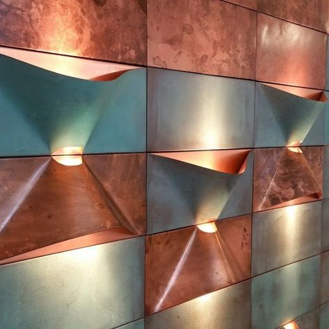 This Wall lamp is designed by Estefania Johnson #interiordesign #lum #design #lamp #lightingdesigner #light Wall Design For Restaurant, 3d Wall Design, Design For Restaurant, Wall Cladding Designs, Brewery Design, Cladding Design, Design Lamp, Space Architecture, Wall Cladding