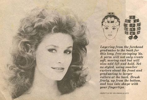 Curly hairstyle with roller setting pattern. 70s Hair Curl Pattern, Roller Set Pattern Short Hair, 80s Hair Roller Pattern, Roller Pattern Hair, Roller Set Pattern, Roller Setting Pattern, Vintage Curl Pattern, Vintage Roller Set Pattern, Hair Roller Patterns