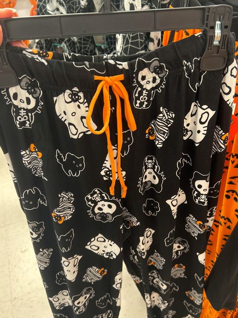 girls black and white hello Kitty Halloween pajama pants Hello Kitty Pjs Halloween, Hello Kitty Halloween Pajama Pants, Hello Kitty Marshalls, Halloween Pjs Aesthetic, Matching Pajamas Halloween, Spooky Pjs, Matching Halloween Pjs, Marshall Finds, Pjs Halloween