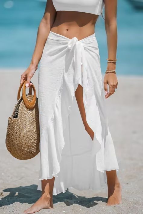 Beach Cover Ups, Kimono, Dresses | Beachwear | Cupshe Bathing Suit Sarong, Kimono Dresses, Beige Beach, Cascading Ruffles, Beach Cover Ups, Swimwear Beach, Beach Wear Dresses, Cover Ups, Beach Look