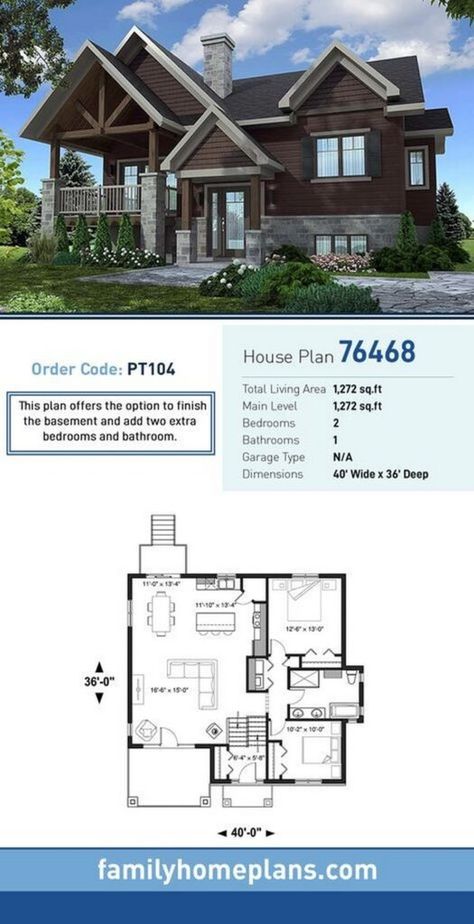 Tiny House Inspiration: Creating a Sanctuary of Serenity Explored Anew Two Bedroom House Layout, Open Floor House Plans, Small Cottage House Plans, Cozy Homes, Basement House Plans, Open House Plans, Addition Ideas, Porch House Plans, Craftsman Bungalow