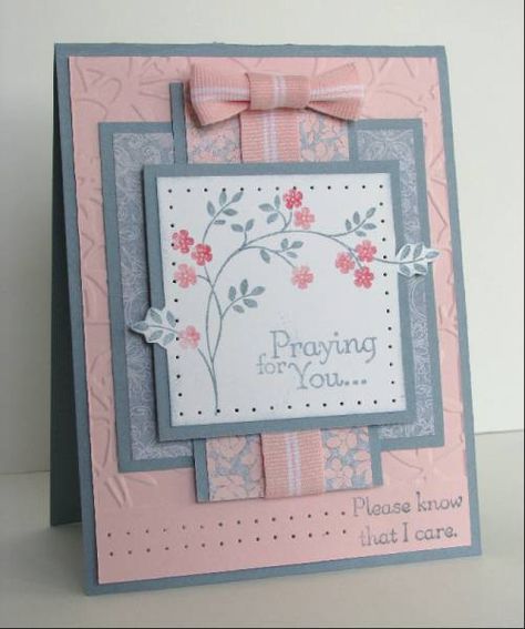 Mojo76 Thoughts & Prayers by dakotastamper - Cards and Paper Crafts at Splitcoaststampers Making Greeting Cards, Embossed Cards, Pink And Gray, Stamping Up Cards, Get Well Cards, Pretty Cards, Card Sketches, Card Layout, Paper Crafts Cards