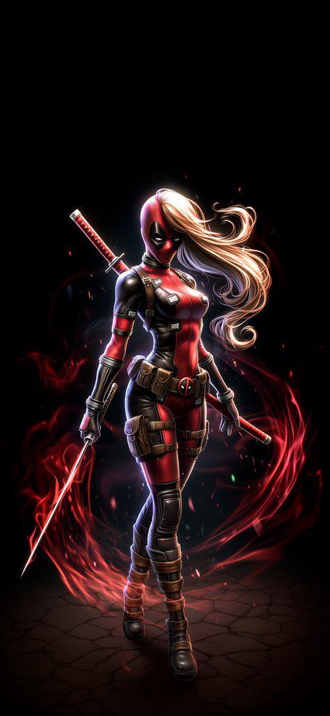 Deadpool And Lady Deadpool, Lady Pool Marvel, Lady Deadpool Wallpaper, Halloween Marvel Wallpaper, Lady Deadpool Fan Art, Dc Women Characters, Female Deadpool, Deadpool Halloween, Domino Marvel