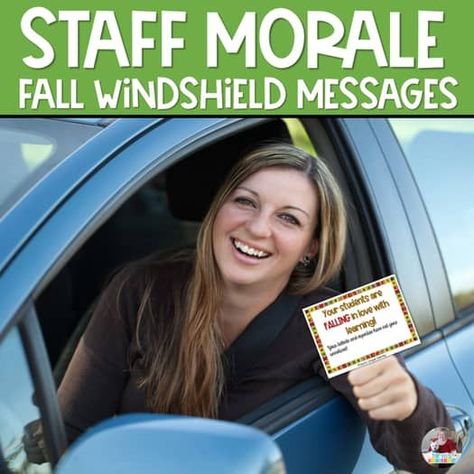 Staff Morale | Teacher Appreciation | Fall Windshield Messages | TPT Staff Morale Booster Teachers October, September Treats For Teachers, Sunshine Committee Ideas Staff Morale Elementary Schools, Fall Staff Morale Booster, Staff Team Building Activities, Staff Scavenger Hunt, Fall Staff Appreciation Ideas, Fall Teacher Appreciation Ideas, Staff Shout Outs