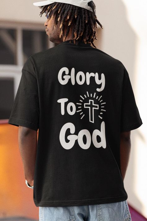 Glory to God Unisex T-Shirt - Faithful Christian Apparel - Inspirational Religious Tee - Christian Faith Tee - Inspirational Religious Shirt Our T-Shirts are made from 100% Ring-Spun Cotton giving you a cozy and comfy fit while rocking your favorite graphic designed tees from us. Weather it is a loving, funny, or even downright crazy design we hope you will absolutely love our products and cherish them for years to come. T-shirts are made of pre-shrunk fabric to ensure a consistent and great fit. Please Double check that you have the correct T-shirt Size and shipping address, if a change must be made, please contact us as soon as possible because changes cannot be made once the product has been shipped.  Remember product images might have slight differences compared to the product received Christian Shirts Designs Men, Christian Shirts For Men, Tee Shirt Designs Creative, Christian T Shirts Designs, Christian Drip, Graphics For T Shirts, Catholic T Shirts, Christian Shirt Ideas, Youth Group Shirts