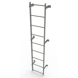 9 Step Steel Standard Uncaged Fixed Access Ladder, Gray - WLFS0109 -- 8 feet Escape Ladder, Wall Ladder, Steel Cage, Wood Ladder, Compact Living, Shade Structure, Steel Wall, Stairs Design, House Designs Exterior