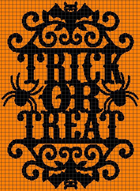 Trick Or Treat Cross Stitch, Halloween Crochet Grid, Fall Tapestry Crochet, Pixel Macrame, Crochet Grid Patterns, Graphghan Patterns, Halloween Stitch, Flower Snowflake, Crochet C2c Pattern