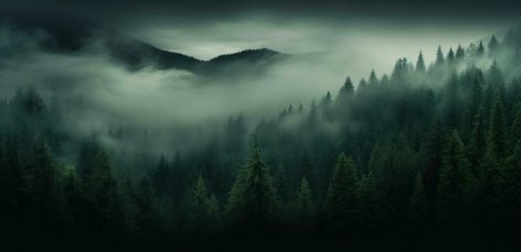 AI generated a foggy forest in the fog, Forest Desktop Wallpaper, Foggy Forest Wallpaper, Foggy Forest, Forest Mountain, Tree Saw, Wall Papers, Wedding People, Forest Wallpaper, Heart Tree