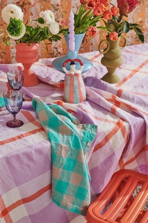 Gift Ideas for Hosts, Couples & Families | studiodiy.com Party Table Settings, Rectangle Tablecloth, Pattern Play, Colorful Table, Australian Design, Party Inspiration, Party Table, Linen Tablecloth, Lovely Colors