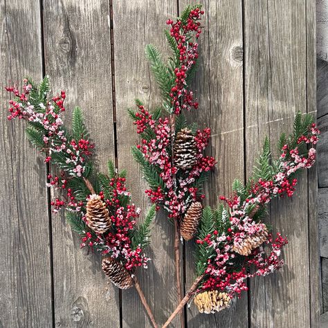 Christmas Wreath Supplies, Christmas Greenery, Home Decor Christmas, Wreath Supplies, Floral Wire, Red Berries, Christmas Wreath, Pine Cones, Red Christmas