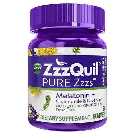 Free 2-day shipping on qualified orders over $35. Buy Vicks ZzzQuil PURE Zzzs Melatonin Natural Flavor Sleep Aid Gummies with Chamomile, Lavender, & Valerian Root, 1mg per gummy, 24 Count at Walmart.com Melatonin Gummies, Lavender For Sleep, Vegan Gummies, Valerian Root, Sleep Aid, Valerian, Lemon Balm, Wild Berry, Vanilla Flavoring