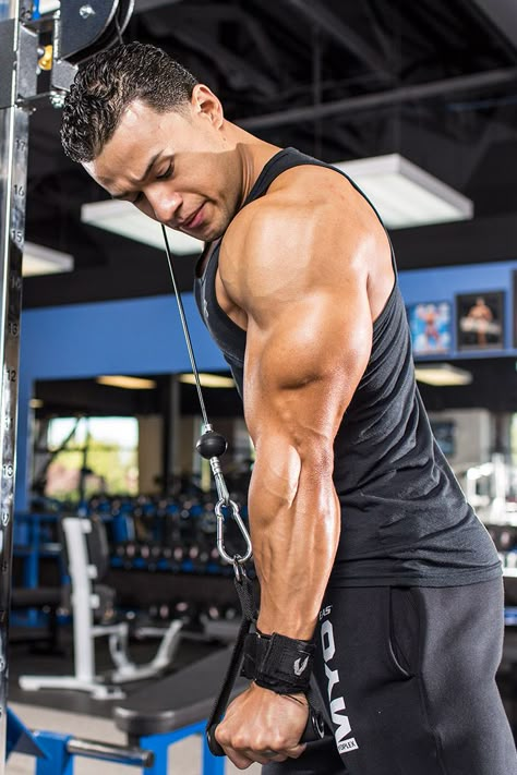 Press your way to a bigger pump and bigger arms with this shoulder-and-triceps workout! Ace Fitness, Tricep Pushdown, Gym Photography, Cardio Workout At Home, Bigger Arms, Popular Workouts, Triceps Workout, Shoulder Workout, Muscle Fitness