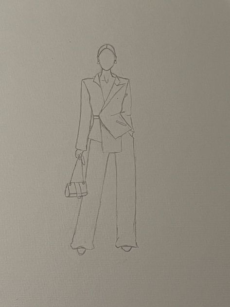 Suit Dress Drawing, Sketch Book Clothes, Fashion Models Drawing Dresses, Runway Model Drawing, Figoor Model, Model Clothes Drawing, Fashion Drawing Easy, Blazer Sketch Fashion Illustrations, Fashion Dresses Drawing Easy