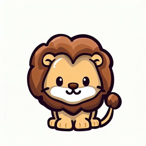 Cute lion cartoon icon illustration Cartoon Lion Drawing Easy, Cute Lion Drawing Easy, Cute Lion Drawing, Lion Drawing Simple, Cute Animals Cartoon, Lion Icon, Lion Drawing, Animals Cartoon, Easy Cartoon Drawings