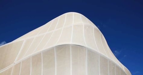 Fiberglass architectural fabric / PTFE / roof / for facades - MAGICAL - IASO Fiberglass Roof, Fiberglass Architecture, Ptfe Architecture, Fabric Facade, Fibre Cement Facade, Tensile Facade Architecture, Translucent Material Architecture, Textile Facade Architecture, Tensile Fabric Facade