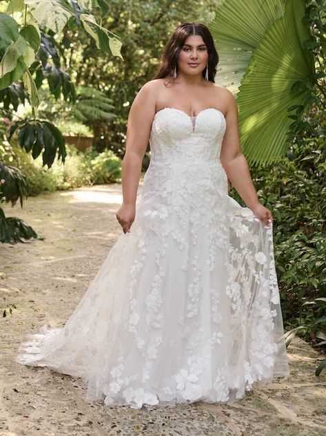 This dress comes in sizes 0-28 Cottagecore Wedding Dress, Cottagecore Wedding, Lace Motifs, Strapless Wedding Gown, Blush Gown, Ivory Gown, Maggie Sottero Wedding Dresses, Bridal Elegance, Designer Wedding Gowns