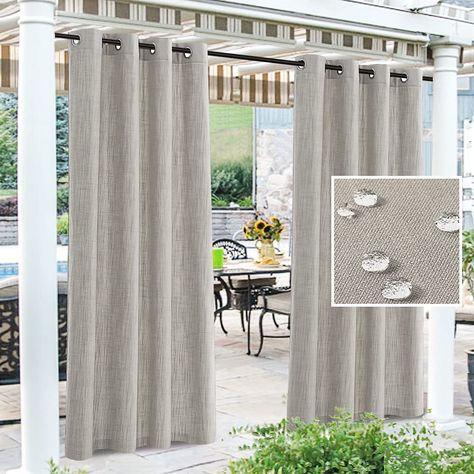 H.VERSAILTEX Linen Look Outdoor Curtains for Patio Water Resistant Heavy Privacy Sunlight Blocking Grommet Outside Curtains for Porch, Pergola, Gazebo, 1 Panel, 84L x 52W inch, Taupe Curtains For Gazebo, Gazebo Porch, Outside Curtains, Curtains For Patio, Porch Pergola, Outdoor Curtains For Patio, Porch Curtains, Pergola Curtains, Linen Blackout Curtains