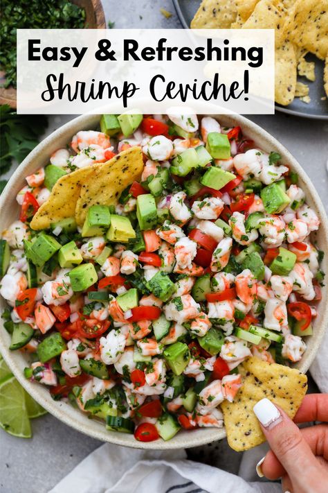 Civeche Recipe, Easy Shrimp Ceviche Recipe, Easy Shrimp Ceviche, Shrimp Ceviche Recipe, Ceviche Recipe, Marinated Shrimp, Shrimp Ceviche, Shrimp Recipes For Dinner, Shrimp Recipes Easy