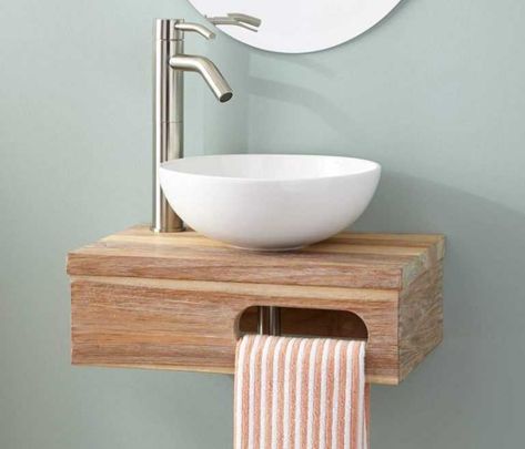 Bathroom Sink Bowls, Modern Towel Bars, Room Vanity Ideas, Vessel Sink Vanity, Small Bathroom Sinks, Washbasin Design, Small Sink, Small Bathroom Vanities, Small Vanity